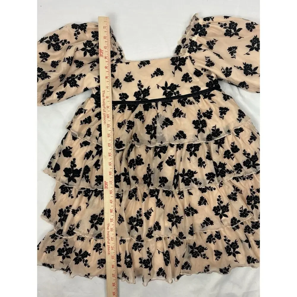 Janie and Jack Girls Grand Entrance Dress Almond Latte Floral Velvet Ruffle 10